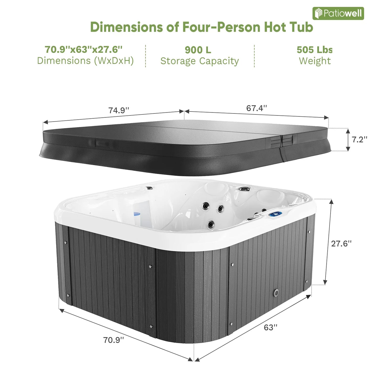 Victone 2 To 4 Person 25-Jet Outdoor Hot Tub With Intelligent Control and Water Purification