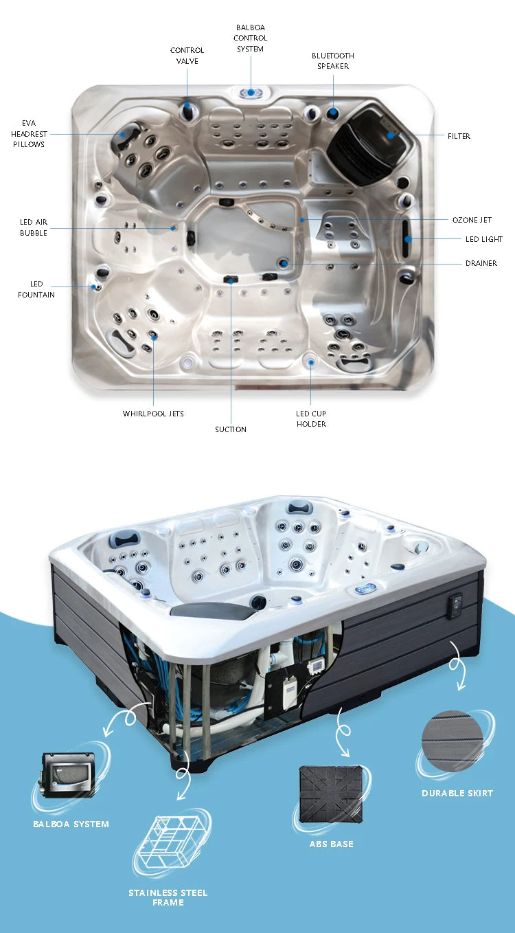 Sunrans 6 Person Whirlpool Hot Tub