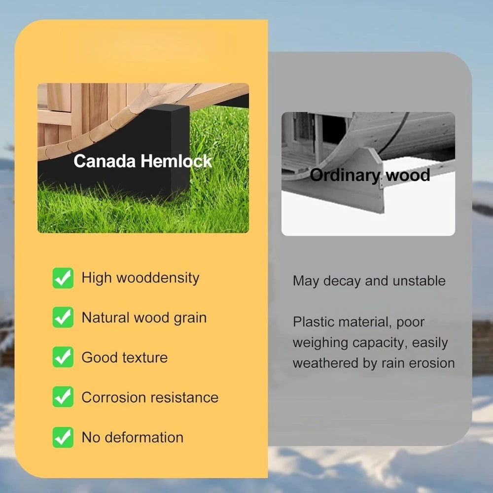 Canadian Hemlock Wood Barrel Steam Sauna Room with Porch and Asphalt Shingle Roof