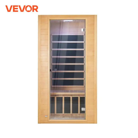 VEVOR 4 Person Wood Sauna Room with Far Hemlock Wood and Tempered Glass Door